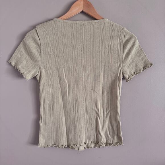 J. Crew Pointelle Short-Sleeve Knit Cardigan Top Green XS CI601 New - Picture 7 of 7